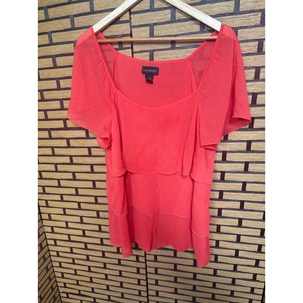 Lane Bryant Coral Ruffle Blouse Size 14/16